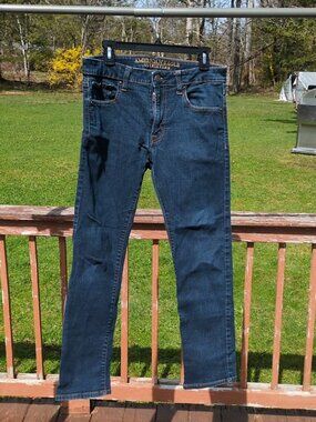American Eagle Outfitters 34X30 Slim Straight Extreme Flex Dark Blu Denim Jeans2